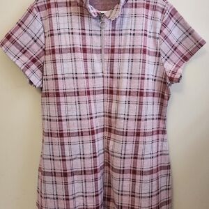 Chic Pink Plaid Short Sleeve Blouse